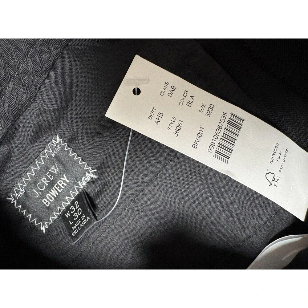 J.CREW Dress Pants Mens 32x30 Black Bowery Slim Stretch Wool Blend Work NEW
